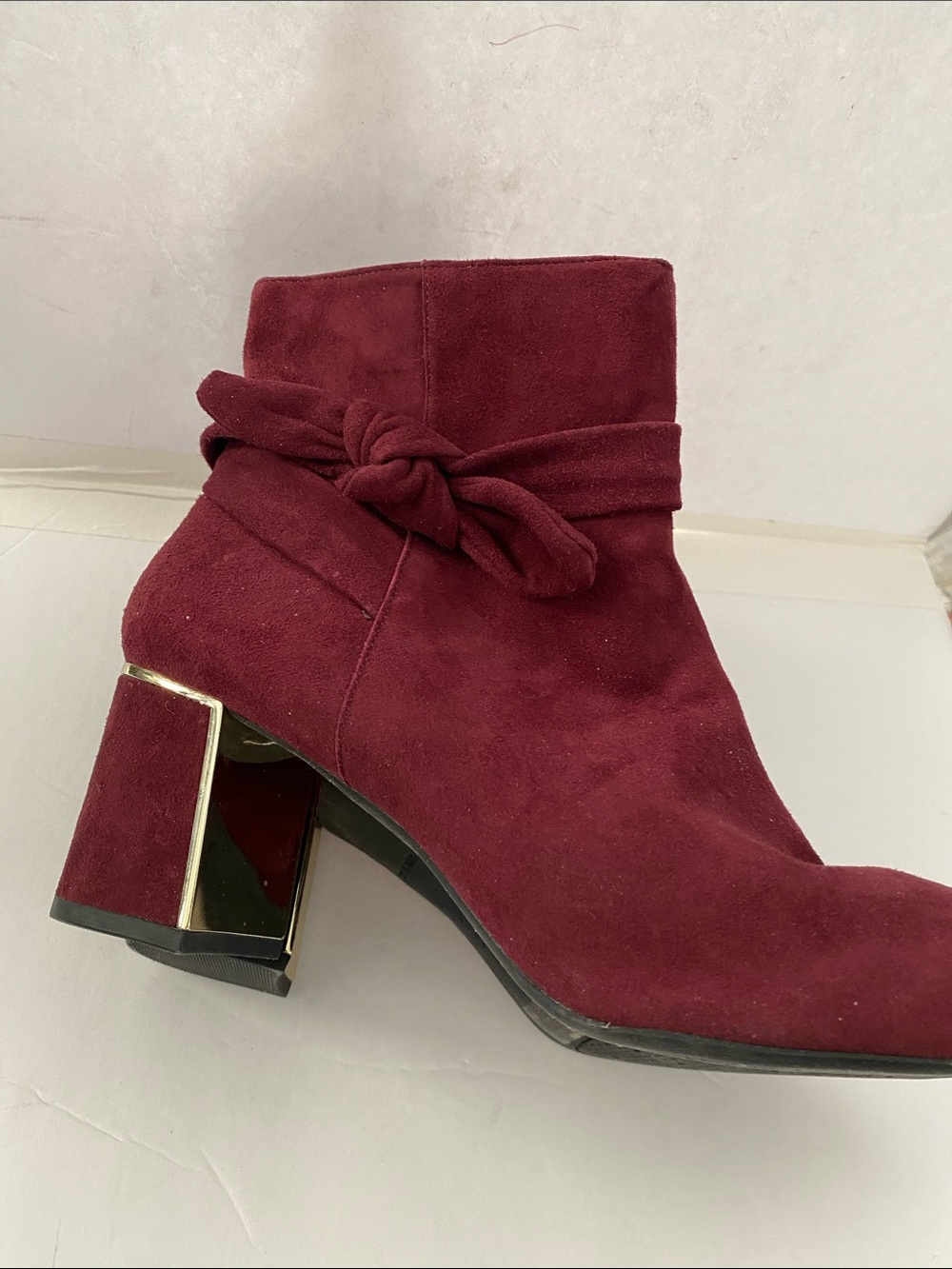 Alex & Marie Burgundy Suede Dashauna Booties - Picture 6 of 8